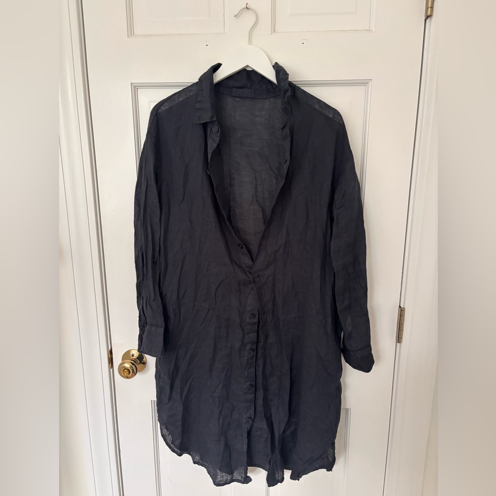 Free People linen button down tunic with pockets